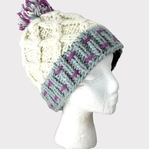 Serius Womens Cable Knit Pom Pom Beanie
